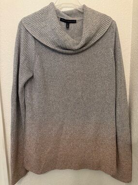 White House Black Market Gray to Brown Ombre Cowl Neck Sweater